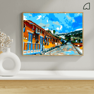 Pueblito Boyacense- Kit de pintura por números.