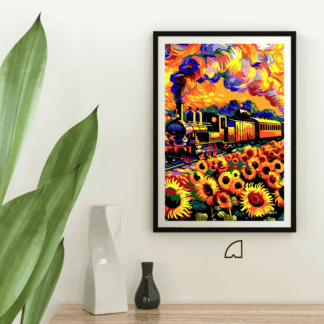 Tren de Girasoles- Kit de pintura por números.